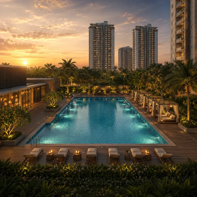 Sumadhura Soukya Road swimming pool and deck visual