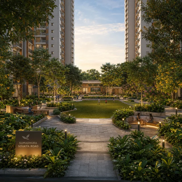 Sumadhura Soukya Road landscaped gardens and central greens