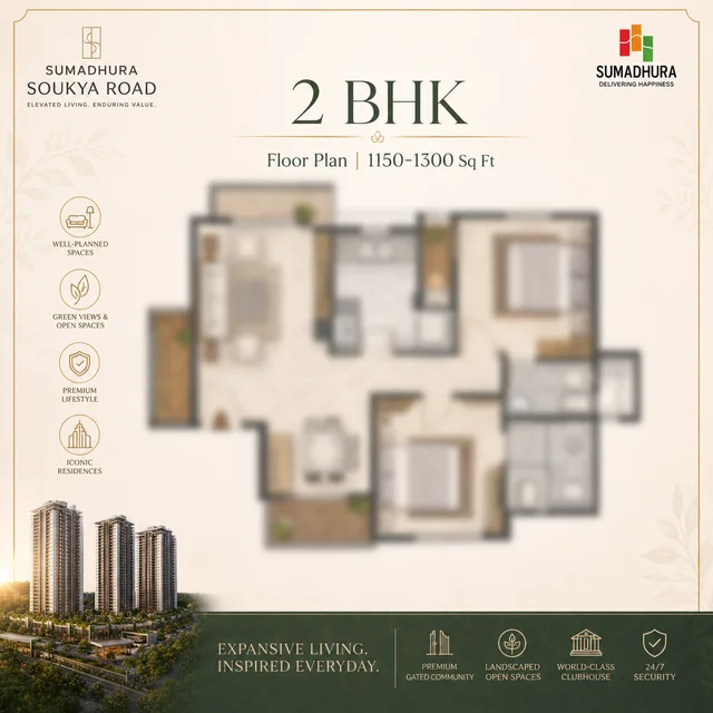 Sumadhura Soukya Road 2 BHK floor plan layout