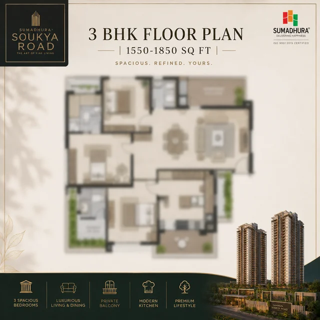 Sumadhura Soukya Road 3 BHK floor plan layout